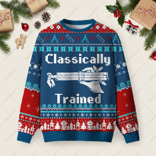 Classically Trained Ugly Christmas Fuzzy Fleece Sweatshirt