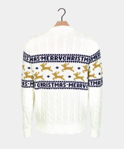 Alternative view of Classy White Reindeer Family Cotton Ugly Christmas Sweater
