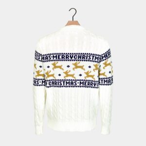 Alternative view of Classy White Reindeer Family Cotton Ugly Christmas Sweater