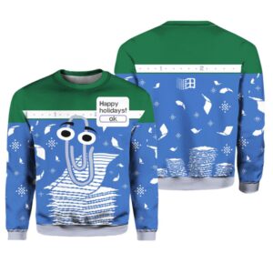 Alternative view of Clippy Happy Holidays Ugly Christmas Sweater - Grishko.com