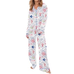 Alternative view of Coastal Aesthetic Satin Pajama Set For Women