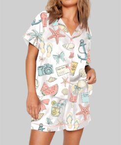 Coastal Coquette Seashell Summer Vibes Beach Pajama Set