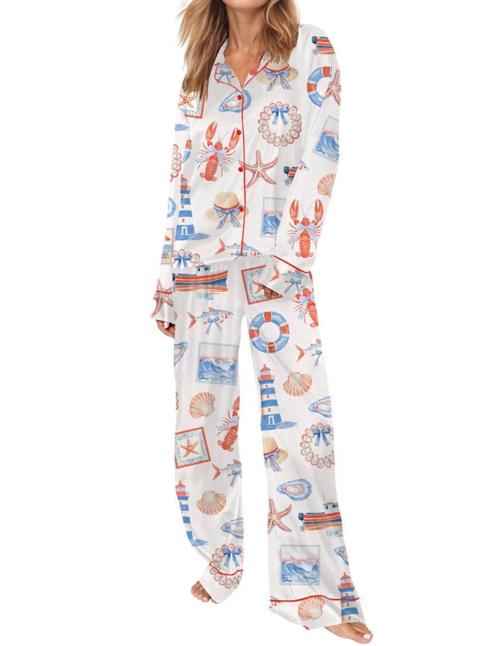 Coastal Coquette Summer Pajama Set For Women - Image 3
