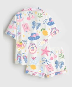 Alternative view of Coastal Preppy Girl Summer Beach Coquette Girly Summer Beach Ocean Pajama Set