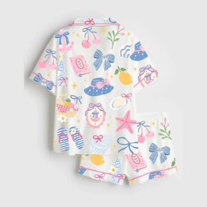 Alternative view of Coastal Preppy Girl Summer Beach Coquette Girly Summer Beach Ocean Pajama Set