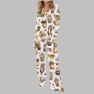 Alternative view of Coffee And Cats Satin Pajama Set