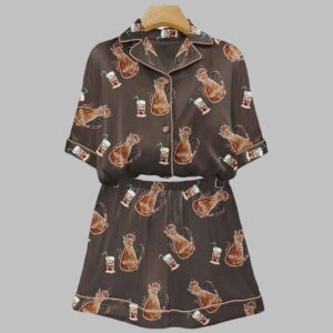 Alternative view of Coffee Cat Art Print Pajama Set