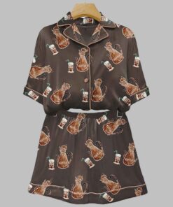 Coffee Cat Art Print Pajama Set