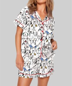 Color Pop Doodle Dogs Cute Dogs Print Pajama Set