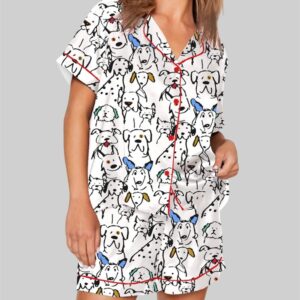 Color Pop Doodle Dogs Cute Dogs Print Pajama Set