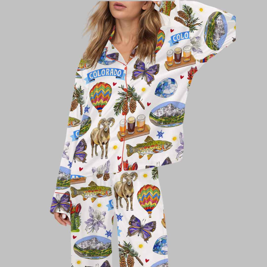 Colorado State Travel Satin Pajama Set