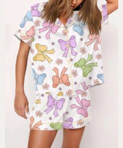 Colorful Bow Print Pajama Set