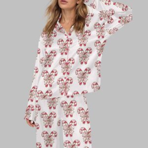 Colorful Coquette Glitter Christmas Satin Pajama Set