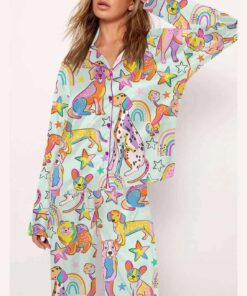 Colorful Dalmatian Print Pajama Set