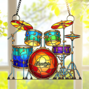Colorful Drum Kit Suncatcher Ornament – Personalized Christmas Gifts For Drum Kit Lovers 02pgqn290725