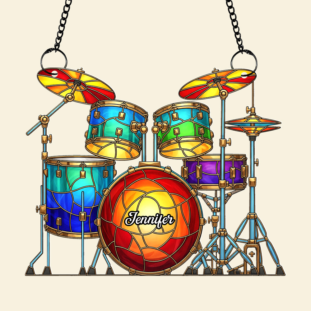 Colorful Drum Kit Suncatcher Ornament – Personalized Christmas Gifts For Drum Kit Lovers 02pgqn290725 - Image 4
