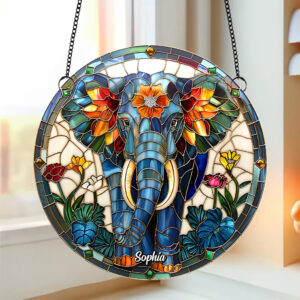 Alternative view of Colorful Elephant Suncatcher Ornament Personalized Decor Gifts 01hutn180725