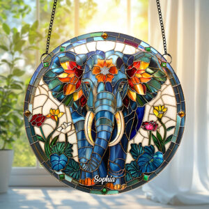 Colorful Elephant Suncatcher Ornament Personalized Decor Gifts 01hutn180725