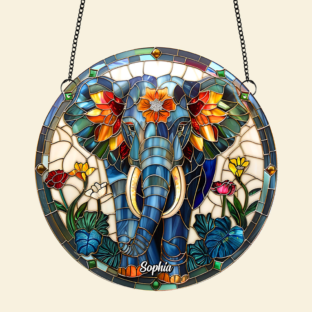 Colorful Elephant Suncatcher Ornament Personalized Decor Gifts 01hutn180725 - Image 3