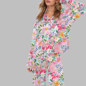 Alternative view of Colorful Flowers Floral Pajama Set