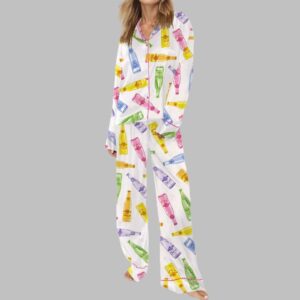 Alternative view of Colorful Topos Bottle Satin Pajama Set