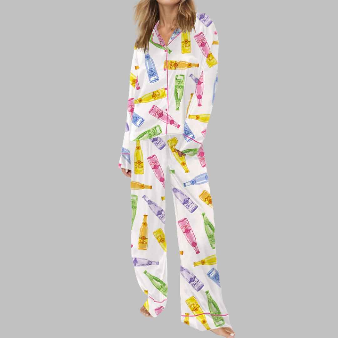 Colorful Topos Bottle Satin Pajama Set - Image 2