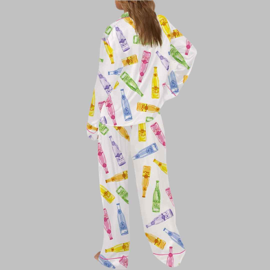 Colorful Topos Bottle Satin Pajama Set - Image 3