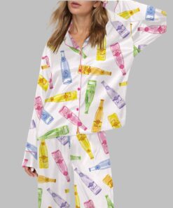 Colorful Topos Bottle Satin Pajama Set