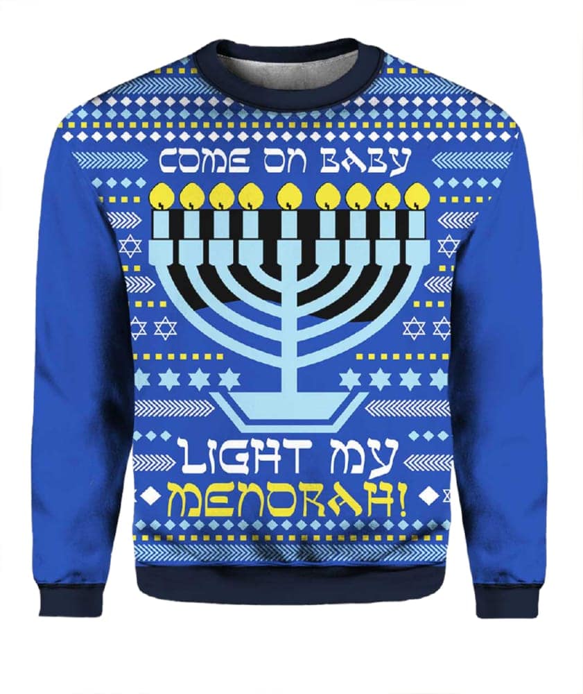 Alternative view of Come On Baby Light My Menorah Christmas Sweater