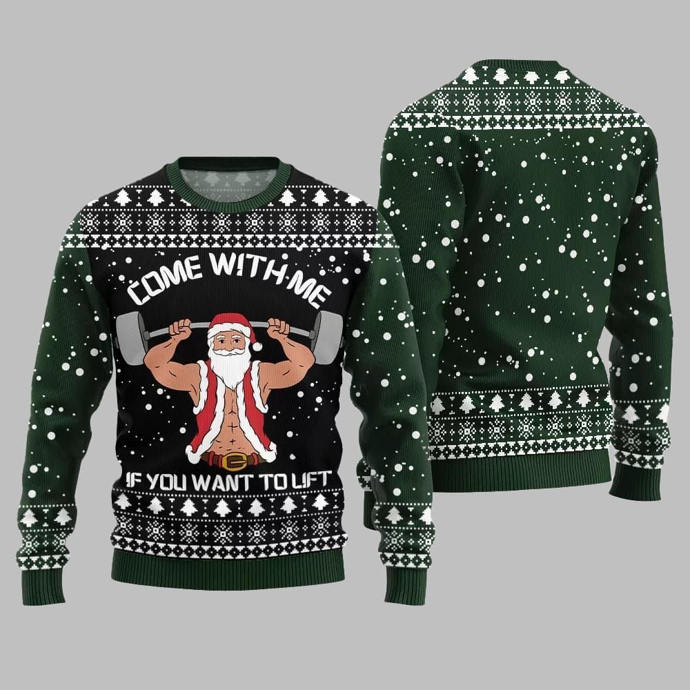 Alternative view of Come With Me If You Want to Lift Ugly Sweater 2025 Christmas - Grishko.com