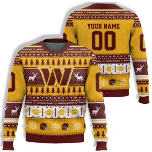 Alternative view of Commanders Football 2025 Ugly Christmas Sweater - Grishko.com