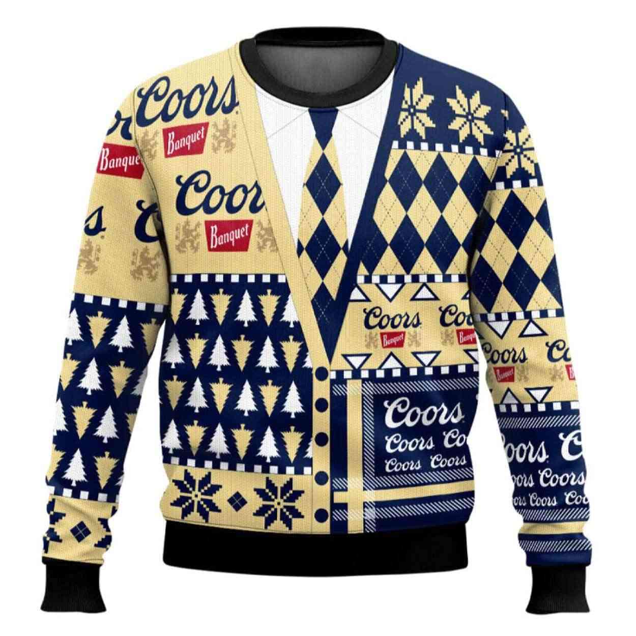 Coors Banquet Suit And Tie Ugly Christmas Sweater