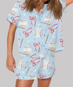 Alternative view of Coquette Baseball Short Sleeve Pajama Set