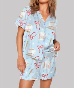 Coquette Baseball Short Sleeve Pajama Set