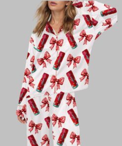 Coquette Cherry Energy Drinks Satin Pajama Set