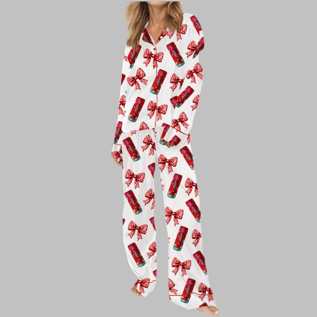 Coquette Cherry Energy Drinks Satin Pajama Set - Image 2