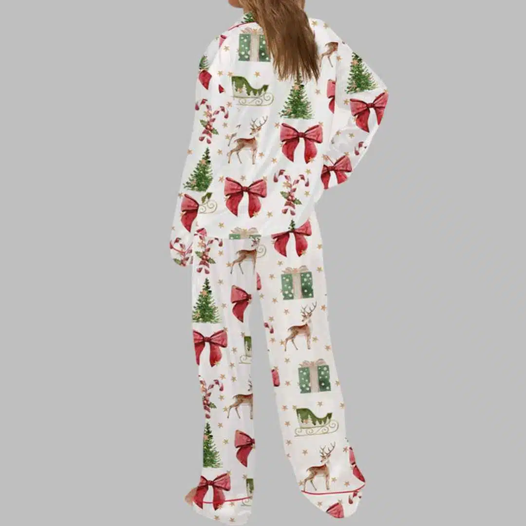 Coquette Christmas Holiday Satin Pajama Set - Image 3
