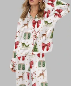 Coquette Christmas Holiday Satin Pajama Set