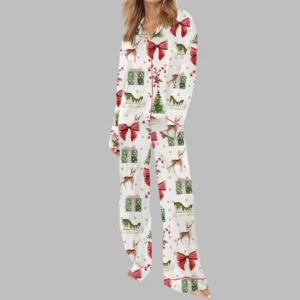 Alternative view of Coquette Christmas Holiday Satin Pajama Set