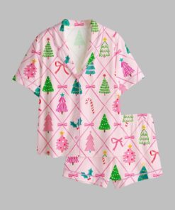 Coquette Christmas Tree Pink Pajamas Set