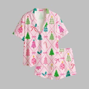 Coquette Christmas Tree Pink Pajamas Set