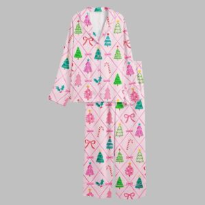 Alternative view of Coquette Christmas Tree Pink Pajamas Set
