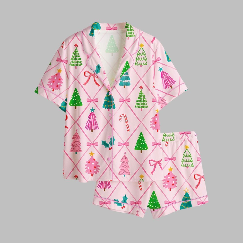 Coquette Christmas Tree Pink Pajamas Set