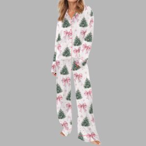 Alternative view of Coquette Christmas Tree Silky Satin Pajama Set