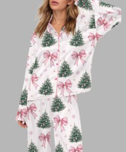 Coquette Christmas Tree Silky Satin Pajama Set