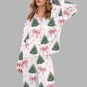 Coquette Christmas Tree Silky Satin Pajama Set