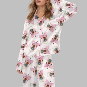 Coquette Coffee Satin Pajama Set