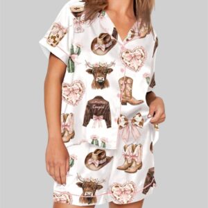 Coquette Cowgirl Howdy Highland Cow Pajama Set
