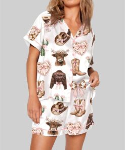 Coquette Cowgirl Howdy Highland Cow Pajama Set