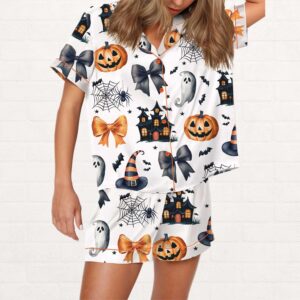 Coquette Halloween Silky Satin Pajama Set